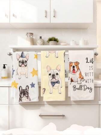 1/2/3 piezas Toalla de cocina con diseño divertido de animales Toalla de fibra ultrafina con transferencia de calor Paño de limpieza Adecuado para cocina, limpieza de restaurantes, fiestas, baños, toallas de mano, regalo perfecto