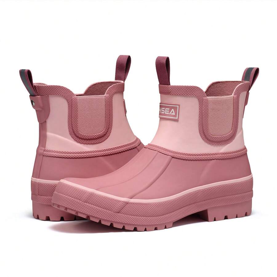 HISEA Women's Duck Chelsea Rain Boots Waterproof Short Garden Boot Outdoor Mud Boots - 粉色 - 查看 1