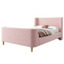 Upholstered Children's Bed, Single Bed, Cosmic Pattern Sleigh Bed, 90 X 200 Cm, For Boys And Girls, Pink, Velvet (Mattress Not Included) - Pink + Velvet - View 9