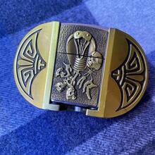 Retro Snake Lighter Buckle | Antique Brass Finish | Goth Rocker & Western Style | Heavy Metal Belt Accessory | Unisex Streetwear - rắn - Xem 7