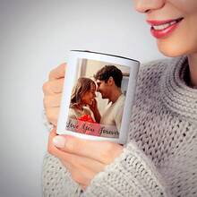 Custom Mug Upload Your Picture Personalized Coffee Mug With Photo Text Name Customized 11 Oz/15 Oz Tea Cup Unique Ideas Gifts Men Women Mom Dad Couple Girlfriend Boyfriend Friend Family - 白色/黑色 - 查看 5