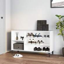 Zapatero vidaXL, blanco brillante, 102x36x60 cm, madera de ingeniería. - Marrón - Ver 1