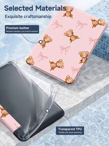1pc Pink Cute Bear, Pink Bow Tablet Case & Kindle E-Book Case Compatible With IPad 10th Generation, IPad 11/Air 4th/Air 7th/9.7 Inches, Compatible With Samsung Galaxy Tab A9 Plus, Kindle (11th Generation-2024 Release)(6 Inch), Kindle Paperwhite 12th Gen 2024, Great Holiday Gift, Stylish And Simple Pattern.