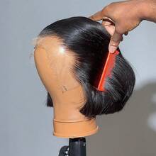 Straight Lace Front Wigs Human Hair 13x4 Bob Wig Remy Brazilian Human Hair Wig For Women With Pre Plucked Hairline 150% Density Natural Color Comfortable Basics Style Wig Music Festival Mother's Day Carnival Valentine's Day Halloween All Saints' Day Christmas Day Cosplay Spring Summer Autumn Winter Local Warehouse Wear And GO New Product Discounts Wigs For Black Women Casual Elegant Preppy Business Modest Romantic Glamorous Vintage Street Sporty Cute Royal Simple Vacation Daily Holiday - Natural Black - 查看 5