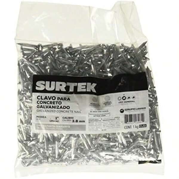Surtek CLG1 Clavo para concreto galvanizado 1 kg, 1"
