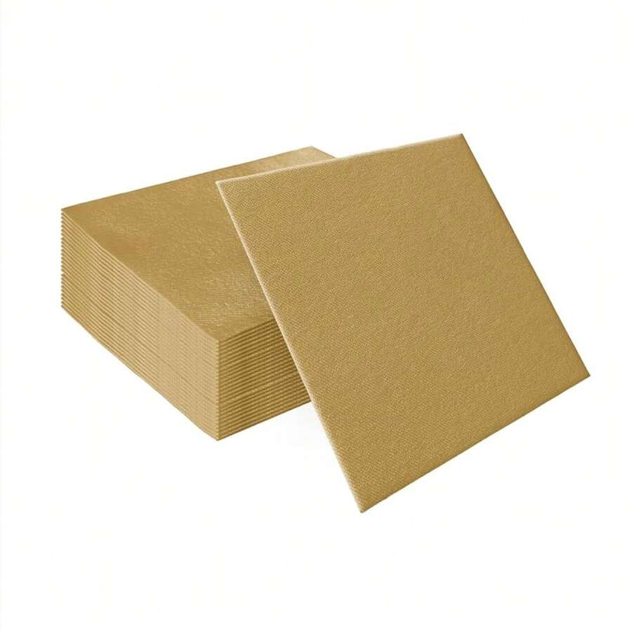 PAW - 50 Pieces Airlaid Paper Linen-Feel Napkins 16inch X 16inch, Monocolor Disposable Cloth-Like Napkins, Elegant Gold Dinner Napkins For Kitchen, Party, Wedding, Gatherings, Christmas,DinnerNapkins,Gold - Gold - View 1