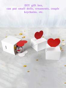 2/5/10 Stücke rote herzförmige 3D Verpackungsboxen, mini weiße faltbare Geschenkboxen, Valentinstag Schmuckboxen, Puppenboxen, DIY Bastelboxen, beschreibbar/bemalbbar, Hochzeitsantrag Dekoration, Geschenkboxen, Hochzeitsgiveaways - Verschiedenfarbig - Übersicht 6