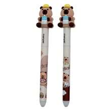 Two Erasable Gel Pens With Cute And Unique 0.5mm 3D Cartoon Nibs. Available In Three Designs (Astronaut, Capybara, And Panda), These Practical And Stress-Relieving Pens Are Perfect For Students, Handwriting Practice, And Everyday Writing. With Blue Ink, They Make A Fun And Helpful Learning Tool. - Blue - View 8