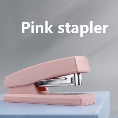 Stapler, Desktop Staplers , Office Stapler ,Stapler 25 Sheet Capacity And Staple Remover, Staplers For Desk,  Non-Slip Office Stapler, White/Pink, Portable Small Stapler