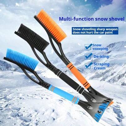 Multifunctional Car Snow Shovel, With Brush And Scraper, Made Of ABS Material, No Electricity Needed, Can Remove Snow And Ice On Windshield, Convenient And Durable Detachable Design, Suitable For Home, Outdoor, Camping, Window Cleaning, Winter Car Window Glass Cleaning And Other Scenarios.