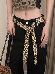 女士时尚街头风条纹休闲腰带，豹纹腰带，英伦风条纹针织领带，派对装扮配饰，衬衫装饰，创意空间，桌面装饰，生日惊喜，送给家人和朋友的圣诞礼物 - 彩色 - 查看 3