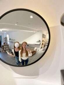 Round Wall-Mounted Decorative Corner Mirror - Full Length Horizontal Wall-Mounted Mirror, Plastic Frame, No Power Required | Home Decor Accessory, Portable Mirror, Suitable For Living Room, Bedroom, Hallway, Bathroom, Dressing Room, Room Decoration.