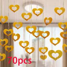 100个红色心形亮片挂饰，情人节心形装饰，结婚纪念日爱情派对天花板装饰，情人节派对用品，心形亮片挂饰，餐厅展示和装饰，新娘送礼会婚礼仪式必备，婚礼仪式装饰，情人节（带挂绳）