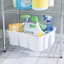 Divided Storage Caddy Easy Carry Handy Plastic Utility Organizer White - 1 - Xem 5
