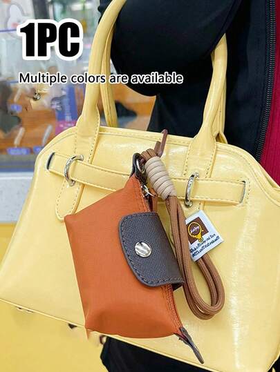 1 محفظة صغيرة، حقيبة نايلون على شكل كمبوشة، حافظة بطاقات عصرية، محفظة مدمجة بحجرة كبيرة للعملات، بتصميم ألوان متباينة جذاب، مع سير معصم، متعددة الألوان، مناسبة للسفر والرحلات العمل واليومية والطلاب