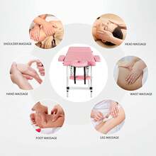 Massage Tables Portable 24" Wide Adjustable Folding Massage Bed, Lightweight Aluminum Esthetician Bed, Tattoo Chair For Client,Tattoo Table For Spa And Beauty Professionals (Pink) - 粉色 - 查看 11