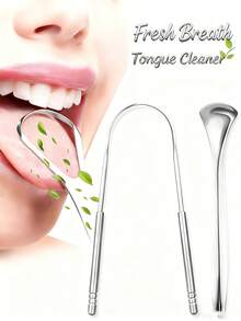 Stainless Steel Tongue Scraper 3 Models Rust-Resistant Durable,Tongue Cleaner Effective Bad Breath Removal Tongue Coating Cleaning, Portable Travel-Friendly For Adults Kids Daily Use, Family Oral Care Oral Hygiene - 銀色 - 查看 2