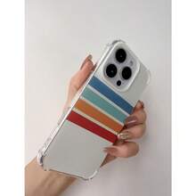 Retro 70s Stripes Case Compatible With IPhone 16 Pro Vintage Aesthetic Color Palette Rainbow Stripes Case For IPhone 16 Pro Cool TPU Bumper Phone Case Cover - Red - View 4
