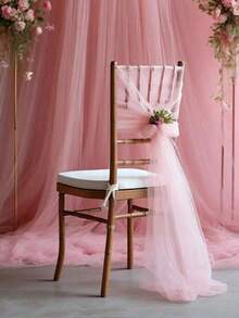1pc 393 Inch Pink Sheer Curtain, Long Solid Color Chiffon Fabric, Lightweight And Translucent Texture, Excellent Drape Effect, Suitable For Multiple Decoration Scenes - Pink - View 4