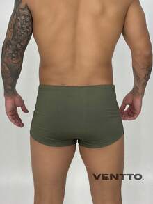 Medium Ventto Basic Plain Swimsuit, Zero Transparency Fabric, Beach And Pool Fashion - 軍綠色 - 查看 2