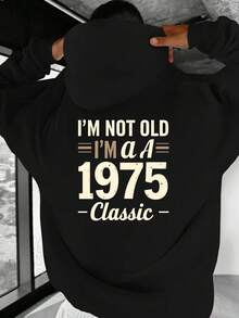 1975 Klassischer Retro Distressed Text JPH-9 Plus Size Herren Hoodie - Lockere Passform, Lässiger Stil, Lange Ärmel, Nicht-Stretch Stoff, Freizeitkleidung | Vintage Bedruckter Hoodie | Abgenutzter Druck