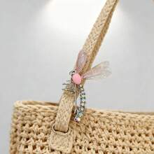 1pc Fashionable Cute Minimalist High-End Pink Dragonfly Rhinestone Alloy Brooch Pin - Pink - View 2