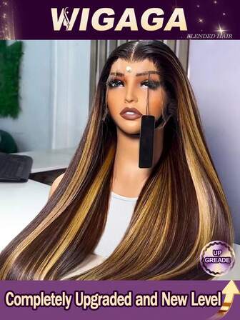 Pelucas de encaje frontal HD de 200% de densidad 13X4 13X6 y peluca con cierre de encaje 5X5 sin pegamento, cabello humano mezclado liso, #P4/27 con reflejos, encaje suizo pre-arrancado, pelucas transparentes con cabello natural brasileño para mujeres