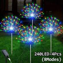 4pcs Solar Powered Fairy Lights, 320/240 LED, Solar Landscape Lights, 8 Modes, Waterproof, Copper Wire String Lights, DIY, Suitable For RV Camping, Wedding, Party, Yard, Lawn, Outdoor Holiday Decor, Perfect Gift - Multicolor - View 13