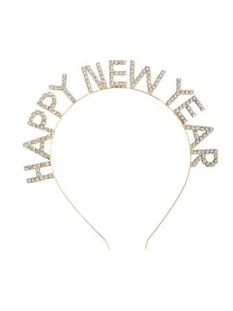 1pc Classic European & American Fashion Letter Rhinestone Headband "HAPPY NEW YEAR" New Year Celebration Party Hair Accessory