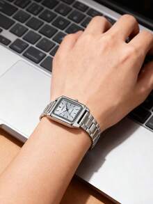 Casio 女士腕表，STANDARD系列经典复古方形腕表，石英机芯，不锈钢表带，日韩风格，银色表盘 - 銀色 - 查看 6