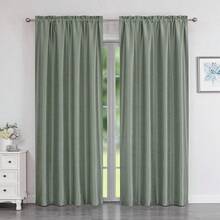 Chyhomenyc Uptown Sage Green Faux Silk Curtains 72 Inch Length 2 Panels For Bedroom, Room Darkening Shiny Sage Green Soft Fabric Rod Pocket Window Drapes For Living Room, Each 40x72 Inches, 6 FT,SageGreen40inchWx72inchLPackof2 - 鼠尾草綠40吋寬x72吋長2個裝 - 查看 3