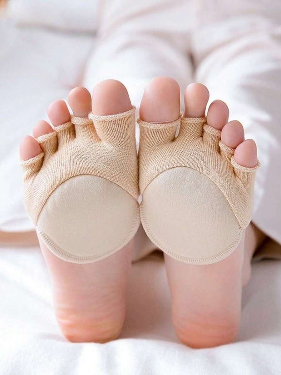 1 Pair Women's Black/Beige Forefoot Pads, Breathable Shock-Absorbing Half-Toe Insoles For High Heels, Wedges, Sandals, Elegant Shoes, Sports Shoes, Ideal Gift For Valentine's Day, Parties, Weddings - Multicolor - View 1