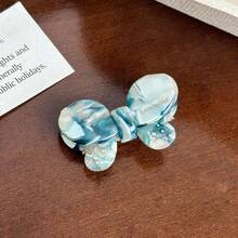 High-End Acetate Small Side Clip Butterfly Inlaid Diamond Hair Clip Duckbill Clip Sweet Side Clip Versatile Hair Clip Hair Accessory - Sọc xanh và hồng - 4,5cm - Xem 12