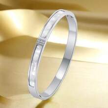 1 pieza Pulsera de acero inoxidable para mujer, color dorado/plateado con diseño de concha incrustada de rhinestone, brazalete minimalista y de moda con cierre, mejor regalo para la madre, adecuado para viajar - forma de huevo - Ver 13