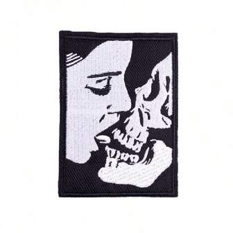 1 件黑白朋克骷髅刺绣贴片 - 塔罗牌熨烫贴花徽章 - 适用于 DIY 服装刺绣贴片、牛仔裤、夹克、帽子配饰