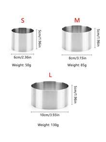 Brodark 1个不锈钢无缝凸起圆形蛋糕慕斯圈，挞圈，饺子模具，烘焙用，有大号、中号、小号可选 - 銀色 - 查看 6