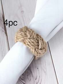 1/4/6/12pcs Bohemian Style Linen Rope Napkin Rings, Suitable For Wedding Party Table Decoration, Countryside Style Napkin Holders, Outdoor Simple Chic Rope Woven Napkin Clips, Birthday Party Napkin Rings, Minimalist Multi-Color Linen Rope Napkin Rings Series - Multicolor - View 10