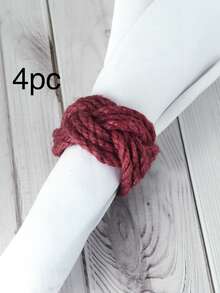 1/4/6/12pcs Bohemian Style Linen Rope Napkin Rings, Suitable For Wedding Party Table Decoration, Countryside Style Napkin Holders, Outdoor Simple Chic Rope Woven Napkin Clips, Birthday Party Napkin Rings, Minimalist Multi-Color Linen Rope Napkin Rings Series - Multicolor - View 15