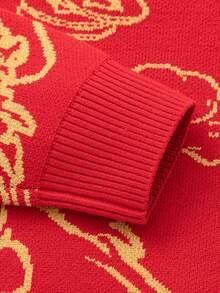 Balabala Jersey de punto jacquard para niños, suéter suave y acogedor para primavera/otoño - tono rojo-amarillo - Ver 7