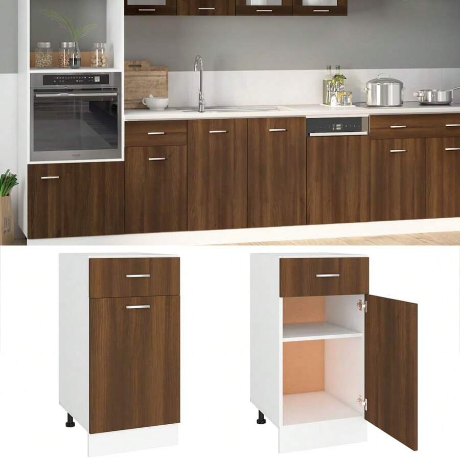 Cajonera vidaXL "Lyon", roble marrón, 40 x 46 x 81,5 cm, madera de ingeniería. - Marrón - Ver 1