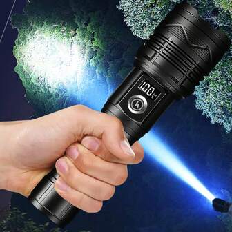 1pc Super Bright Spotlight Long Range LED Flashlight USB Rechargeable Tactical Torch Waterproof Lantern For Outdoor Emergency