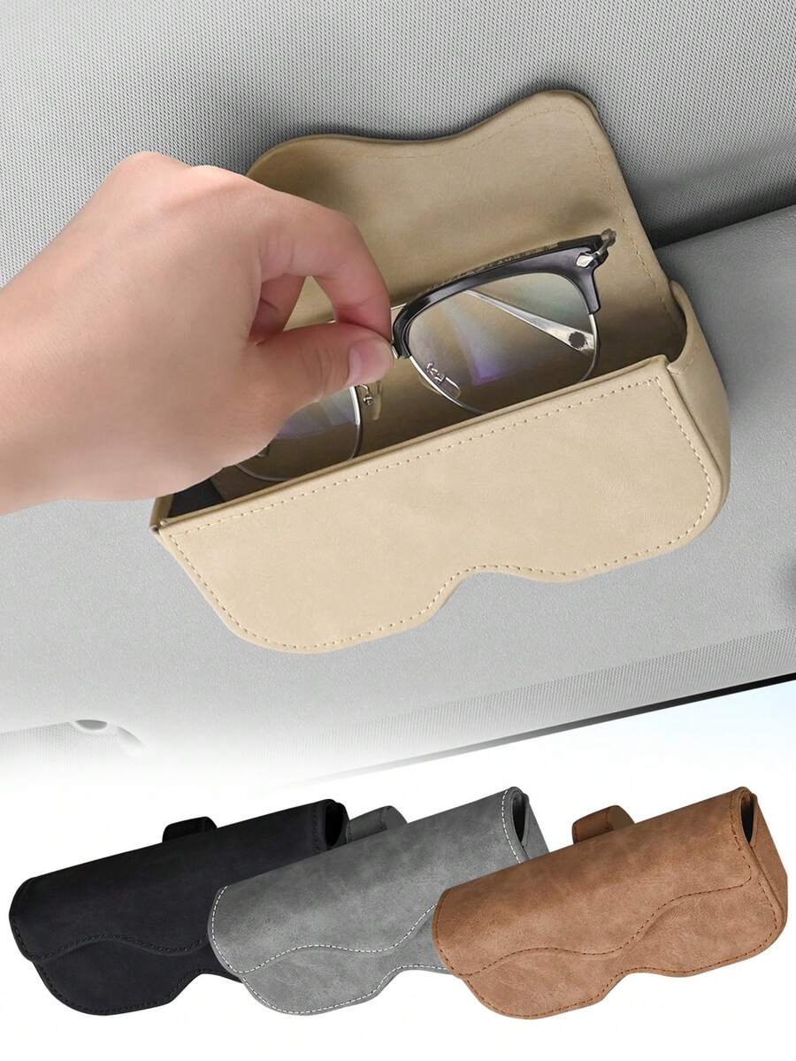 1个汽车眼镜架夹，适用于遮阳板，可调节，牢固贴合，多种颜色可选（黑色、棕色、灰色），是汽车内饰的理想之选，汽车遮阳板夹