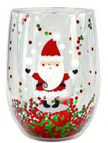 4pcs Christmas Santa Cartoon Double Wall Insulated Glass Set, Reusable Christmas Gift For Family And Friends, Machine Washable, Multi-Purpose Glassware With Holiday Patterns - Multicolor - View 11