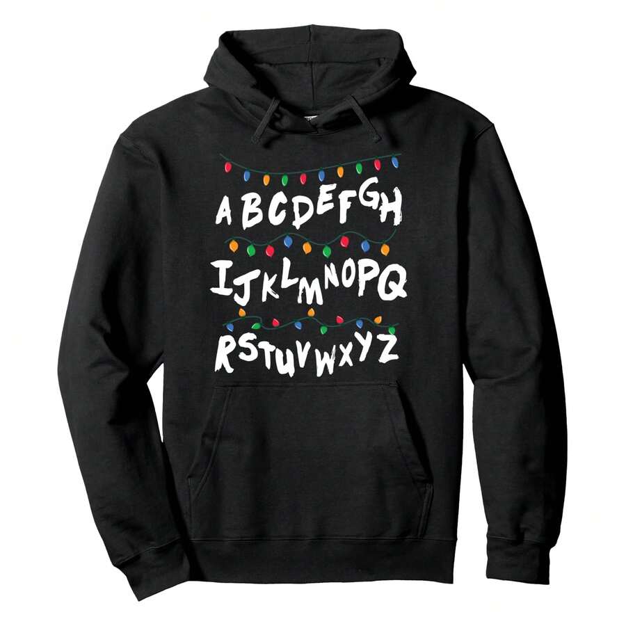 Alphabet Christmas Lights Stranger Pullover HoodieThe Ultimate Men Gifts: Premium Essentials Hoodie - màu đen - Xem 1