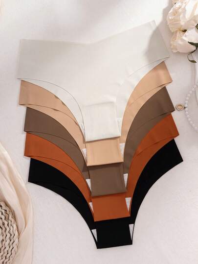 Set de 5 bragas sin costuras para mujer, suaves, cómodas, transpirables, sexys de tiro alto, tipo deportivo en forma de triángulo