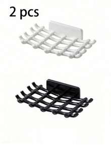 网格壁挂式免钻孔浴室沥水皂盒，可悬挂毛巾、浴球、刷子、头饰、项链等，仿藤塑料皂架，浴室收纳整理架，沥水收纳架，门后储物挂架，适用于卧室、浴室、厨房和淋浴间，男女通用，节省空间，浴室收纳整理，浴室配件，浴室用品，浴室工具 - 彩色 - 查看 15