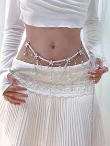 1pc European And American Style Tassel Multi-Layer Waist Chains, Fashionable, Elegant And Sexy Waist Chains For Women, Party Jewelry For Valentine's Day - 彩色 - 查看 2