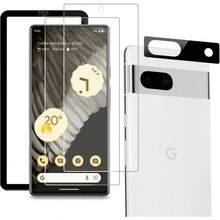 4枚セット 指紋認証対応  Pixel 6A 対応 ガラスフィルム ２枚入り ＋カメラフィルム(2枚入り)硬度９H 旭硝子素材製 強化 ガラス ピクセル6 A レンズ保護 グーグルピクセル6a 用 液晶 保護フィルム ガイド枠付き 貼り付け簡単 Pixel 6a 用 フィルム - Pixel 7A 透明2 - チェックする 1