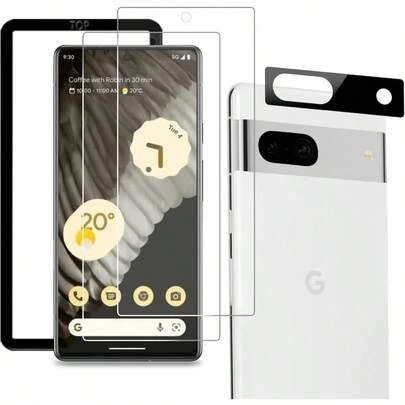 4枚セット 指紋認証対応  Pixel 6A 対応 ガラスフィルム ２枚入り ＋カメラフィルム(2枚入り)硬度９H 旭硝子素材製 強化 ガラス ピクセル6 A レンズ保護 グーグルピクセル6a 用 液晶 保護フィルム ガイド枠付き 貼り付け簡単 Pixel 6a 用 フィルム