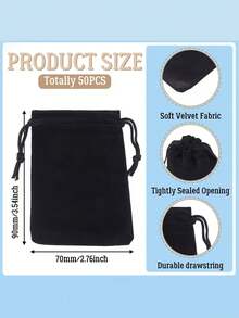 10/50pcs 7*9 Drawstring Bags, Jewelry Pouches, Gift Bags, Velvet Bags, Velvet Drawstring Bags, Jewelry Storage Bags - Multicolor - View 7